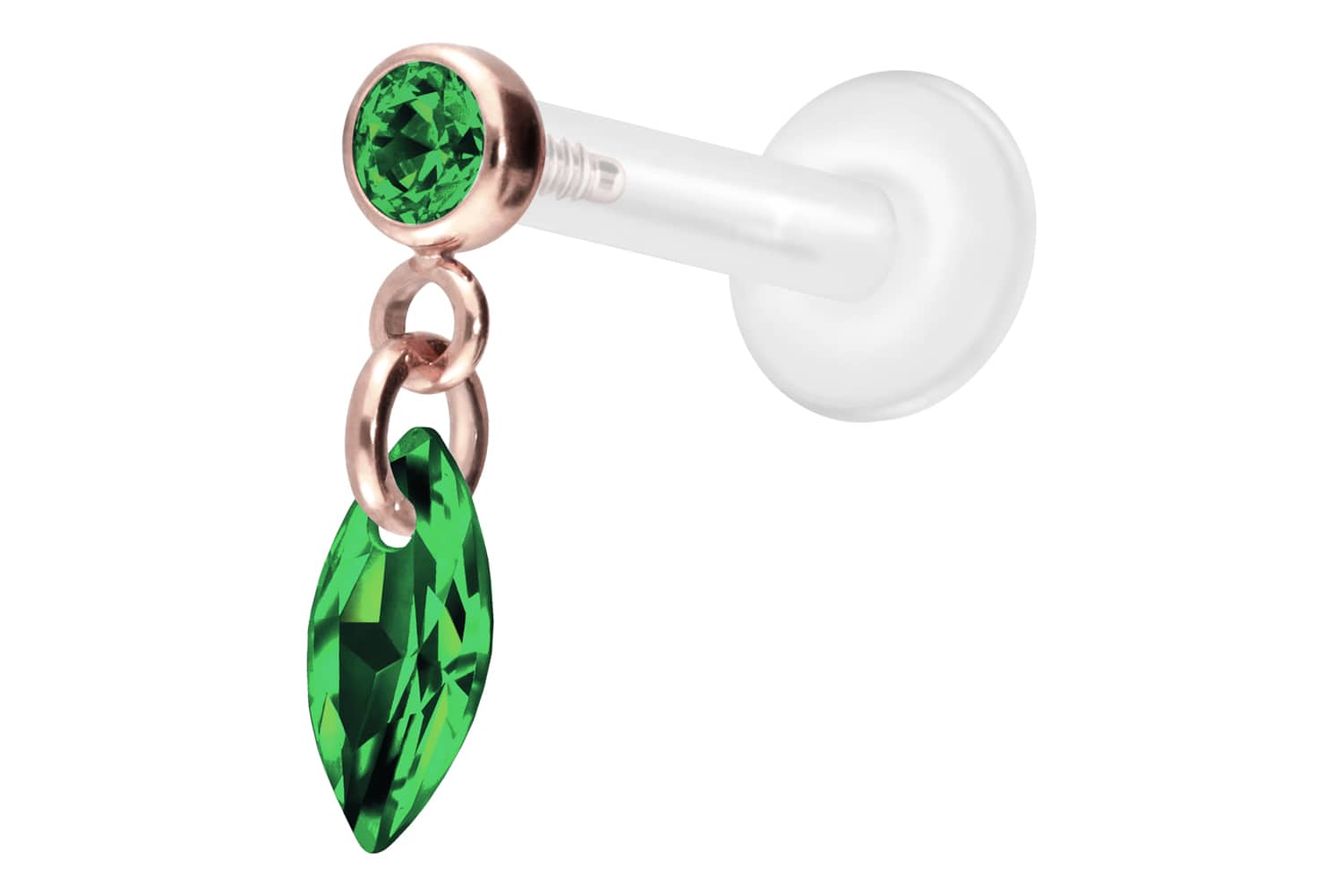 PTFE Labret Piercing mit Innengewinde + Titan-Aufsatz KRISTALLOVAL